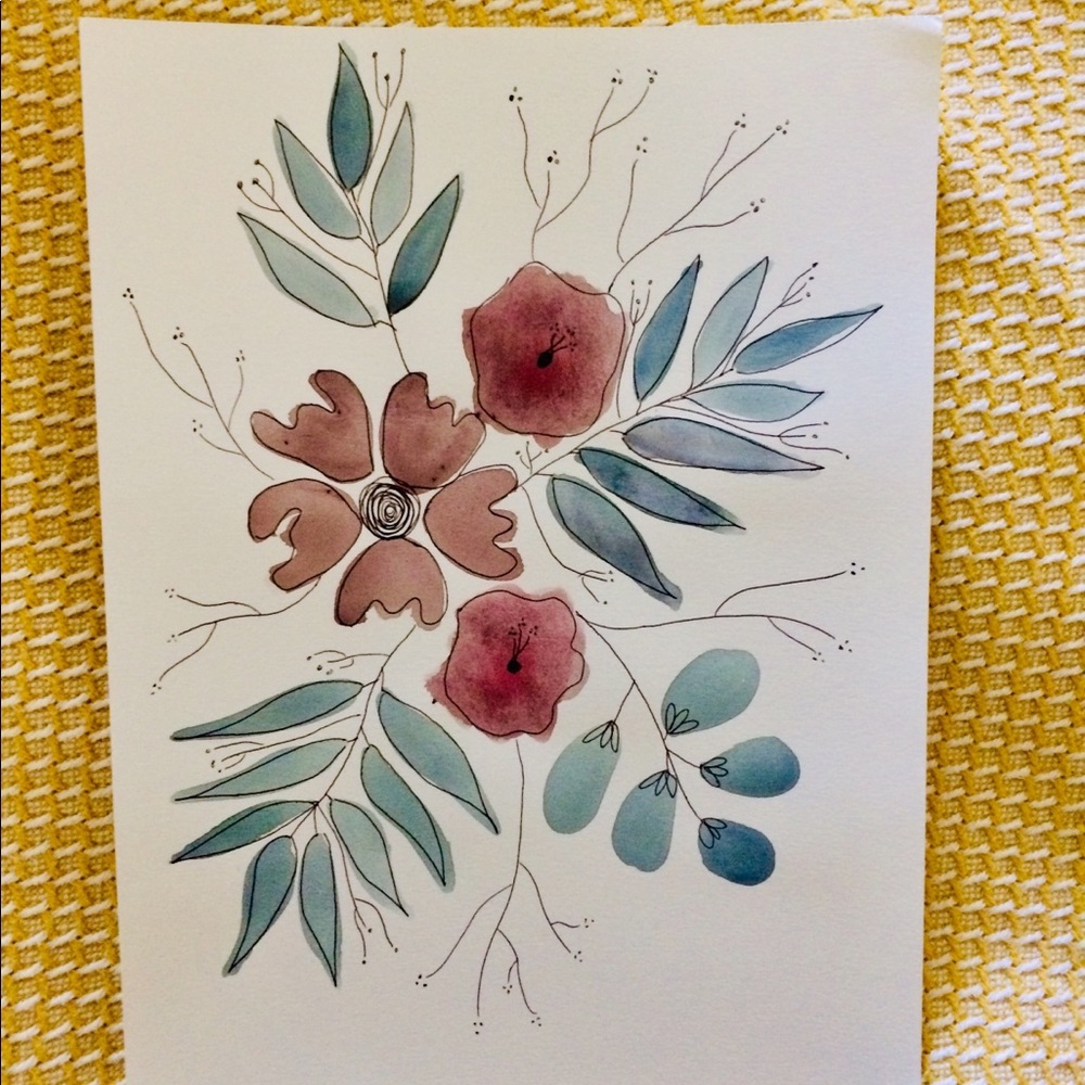 Hand painted watercolor floral art